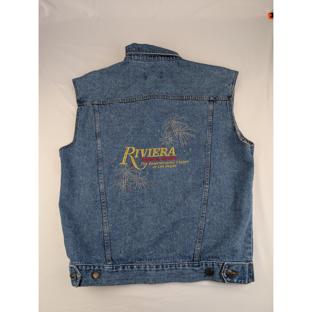 Men's L Vintage 90s Riviera Hotel Casino Las Vegas Denim Jacket Distressed